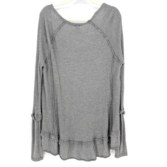We The Free Laguna Thermal Waffle Knit Tunic Large Gray Boho Lounge Grunge - Picture 2 of 10